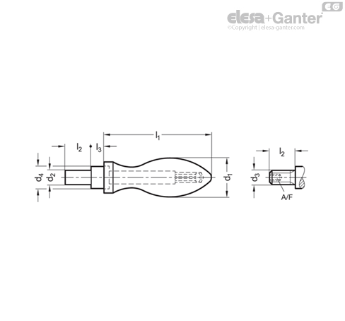 DIN 98-E Revolving Handles With threaded stud | Elesa+Ganter